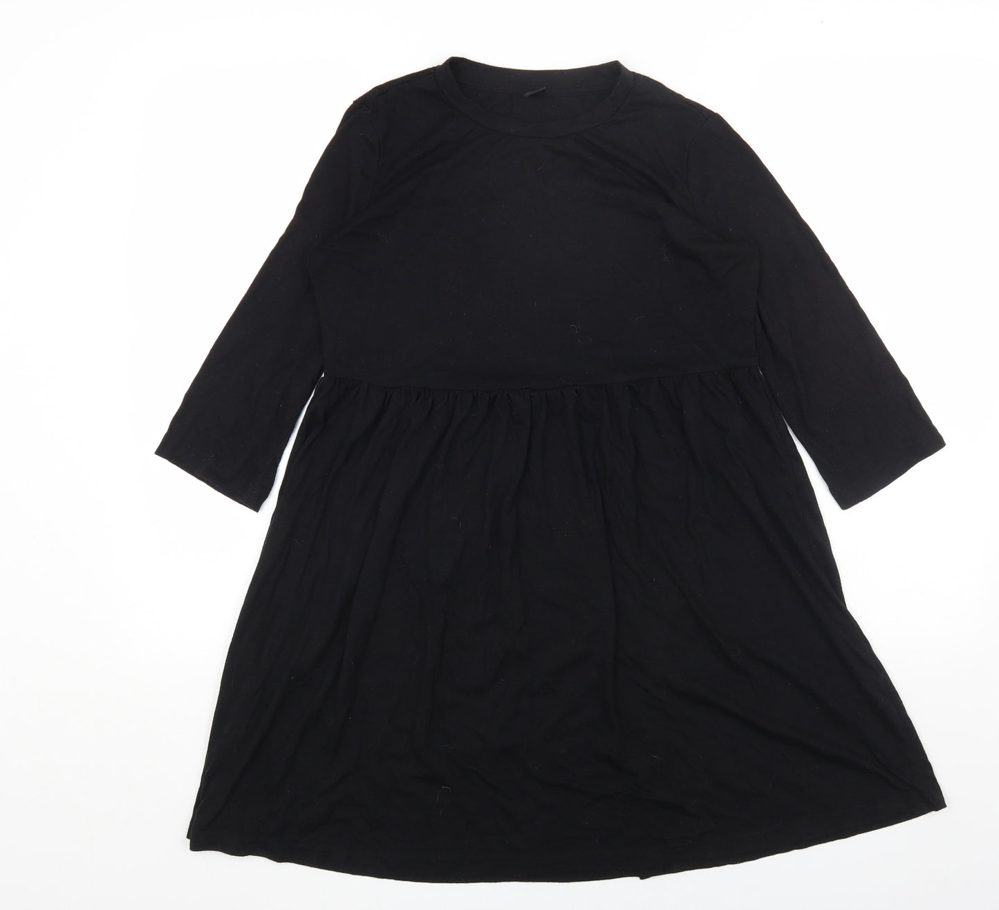 SheIn Womens Black Polyester T-Shirt Dress Size S Round Neck Pullover