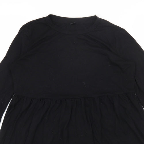 SheIn Womens Black Polyester T-Shirt Dress Size S Round Neck Pullover