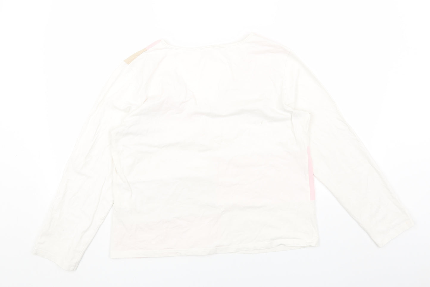 Preworn Womens White Geometric Cotton Basic T-Shirt Size 20 V-Neck