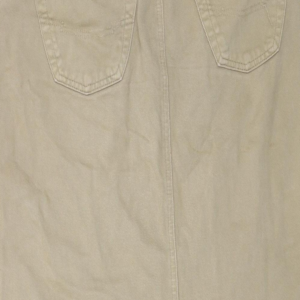 BHS Womens Beige Cotton Straight & Pencil Skirt Size 16 Button