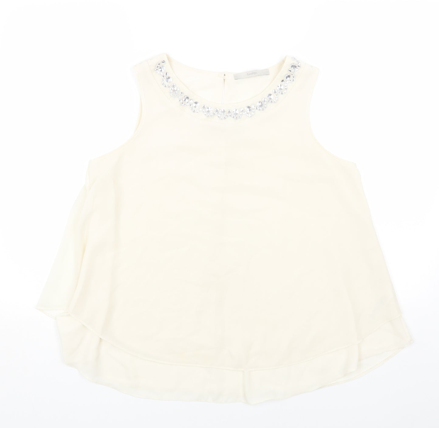 George Womens White Polyester Basic Blouse Size 10 Off the Shoulder