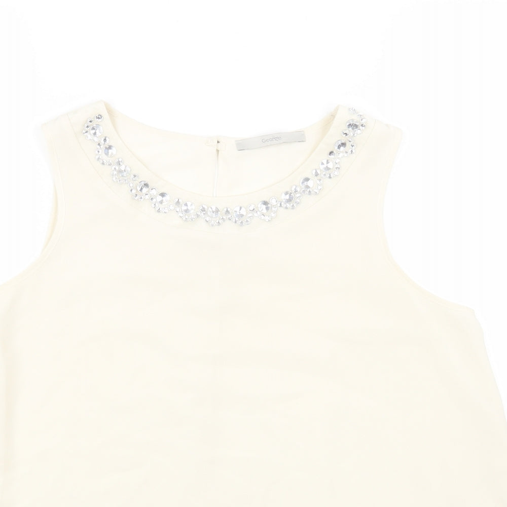 George Womens White Polyester Basic Blouse Size 10 Off the Shoulder
