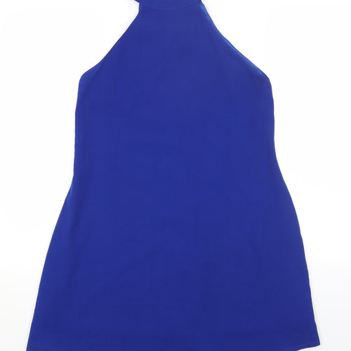 Missguided Womens Blue Polyester Shift Size 8 Halter Zip
