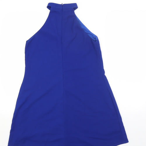 Missguided Womens Blue Polyester Shift Size 8 Halter Zip