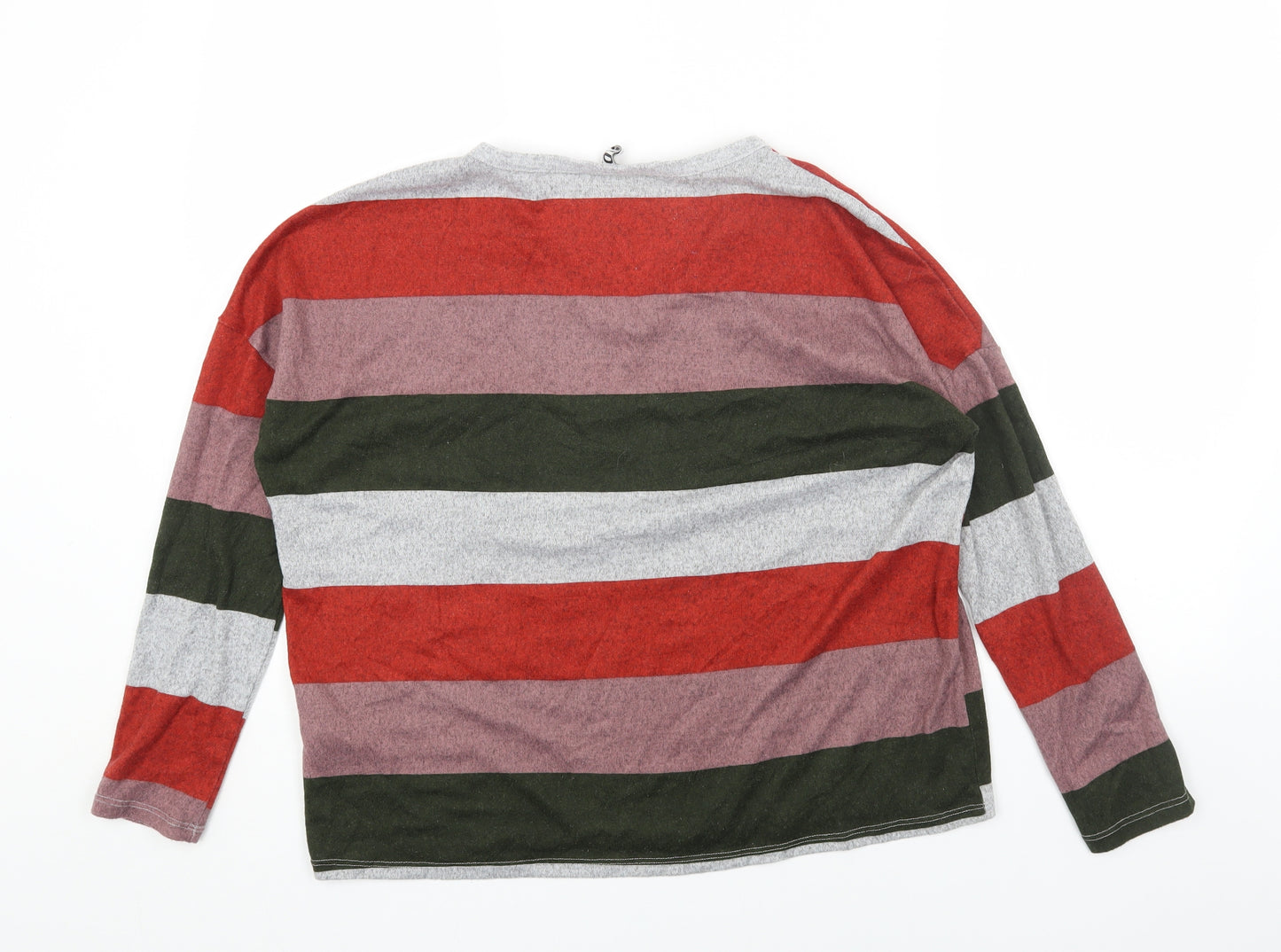 JDY Womens Multicoloured V-Neck Striped Polyester Pullover Jumper Size S
