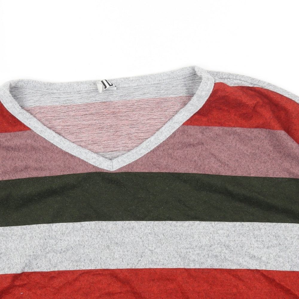 JDY Womens Multicoloured V-Neck Striped Polyester Pullover Jumper Size S
