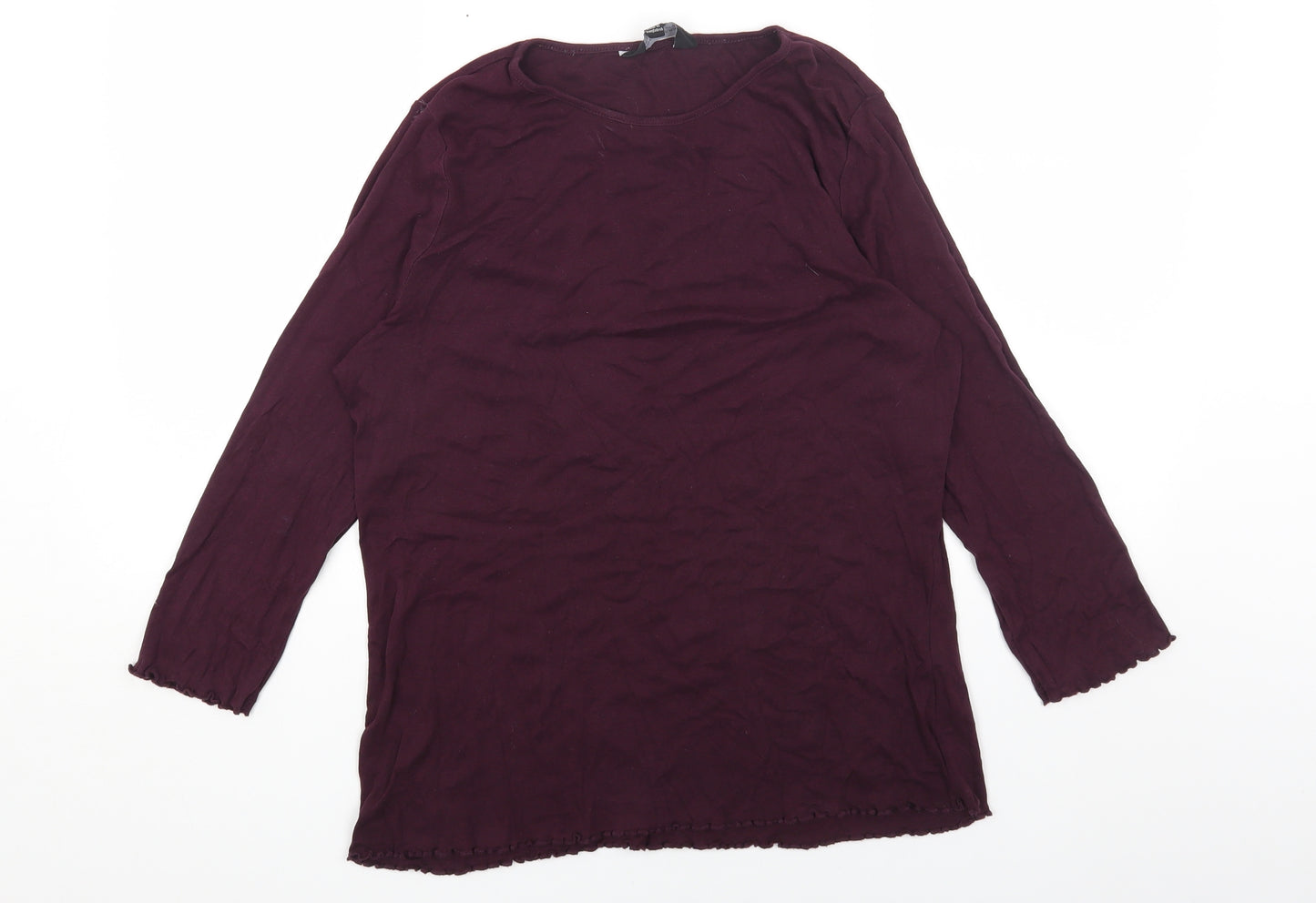 Dorothy Perkins Womens Purple Cotton Basic T-Shirt Size 18 Round Neck
