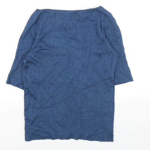 Marks and Spencer Womens Blue Round Neck Viscose Pullover Jumper Size 14