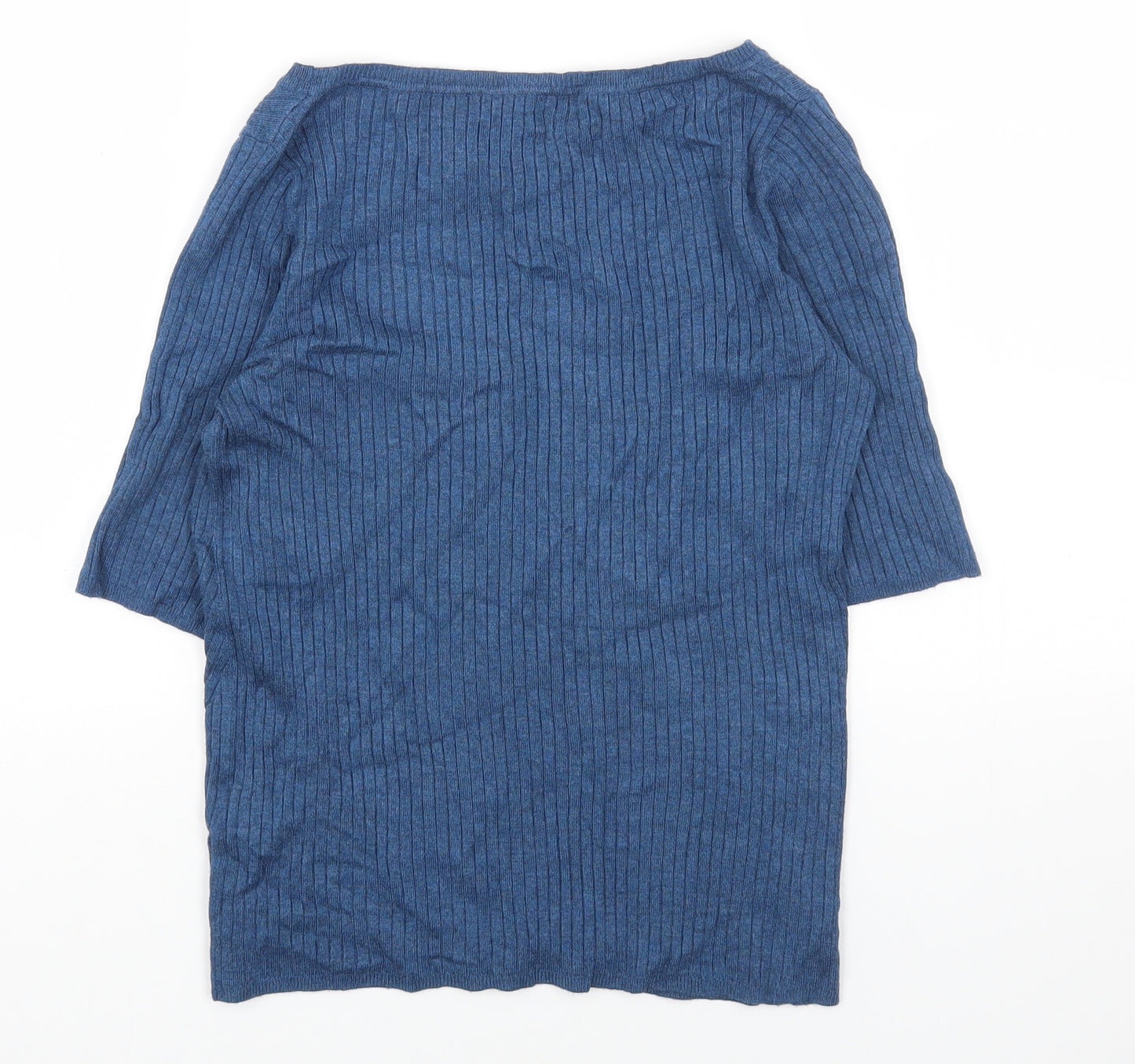 Marks and Spencer Womens Blue Round Neck Viscose Pullover Jumper Size 14