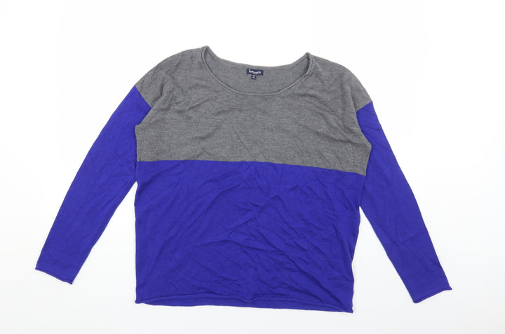 Splendid Womens Grey Round Neck Striped Acrylic Pullover Jumper Size L
