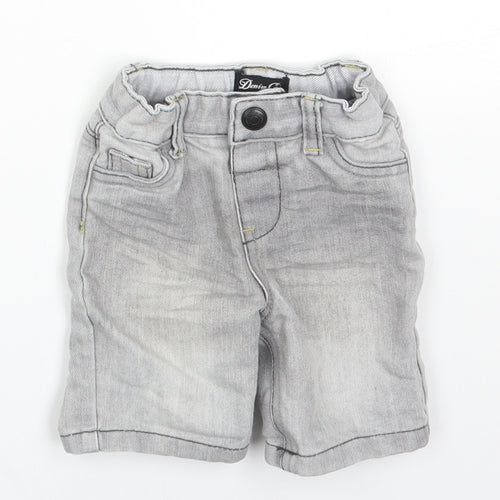 Denim & Co. Boys Grey Cotton Cropped Trousers Size 6-9 Months Snap