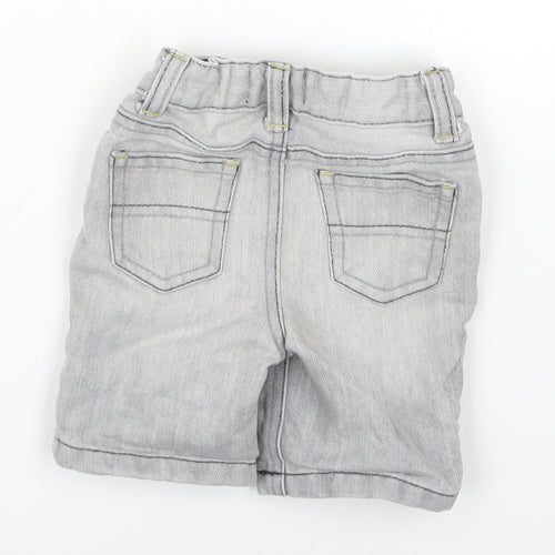 Denim & Co. Boys Grey Cotton Cropped Trousers Size 6-9 Months Snap