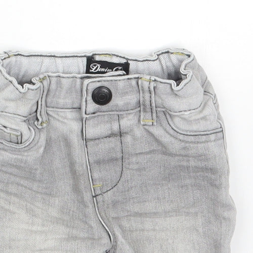 Denim & Co. Boys Grey Cotton Cropped Trousers Size 6-9 Months Snap
