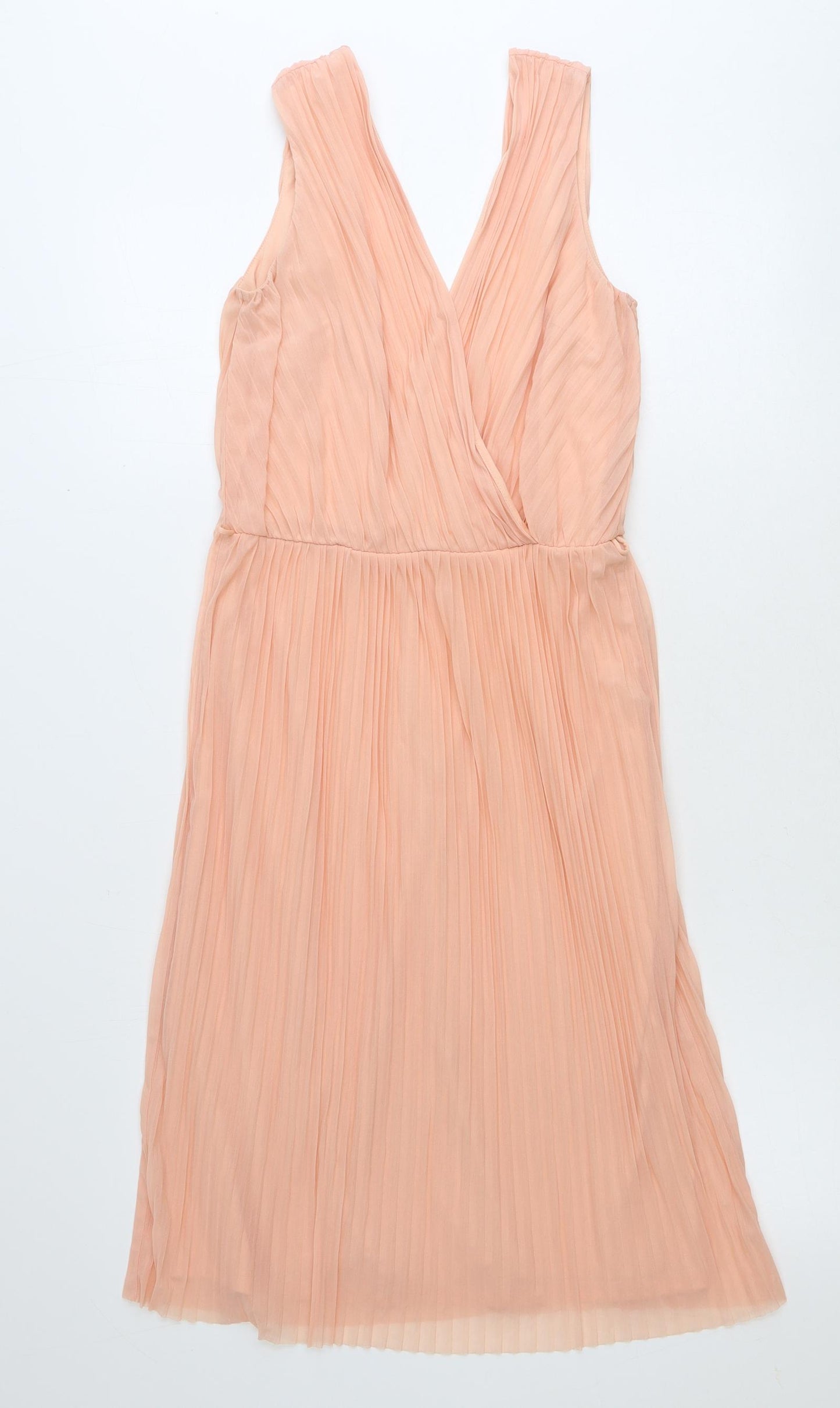 Miss Selfridge Womens Pink Polyester Fit & Flare Size 8 V-Neck Zip