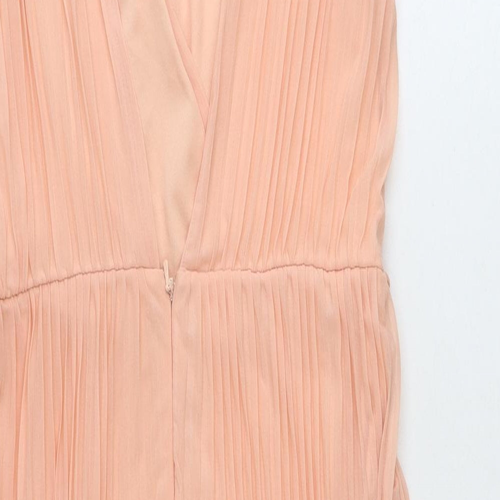 Miss Selfridge Womens Pink Polyester Fit & Flare Size 8 V-Neck Zip