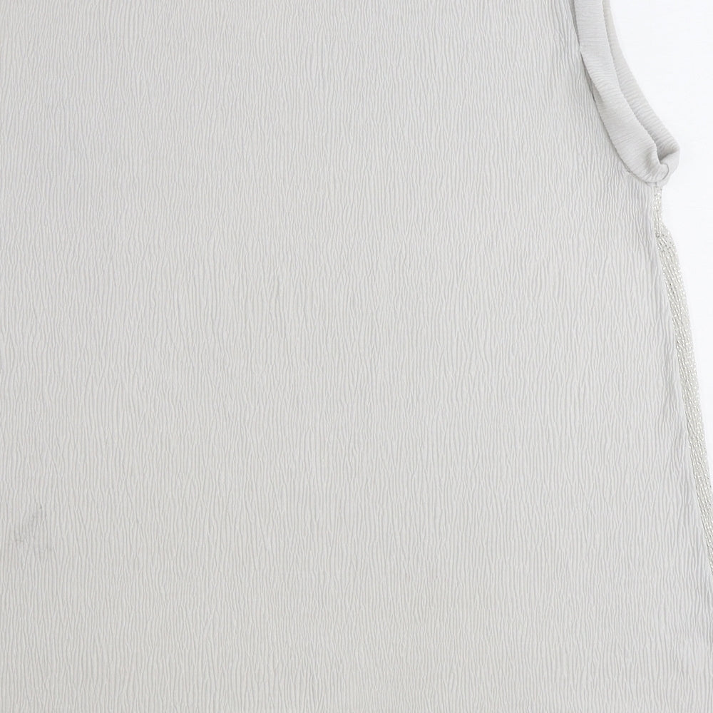 Zara Womens Silver Polyester Basic T-Shirt Size S Round Neck