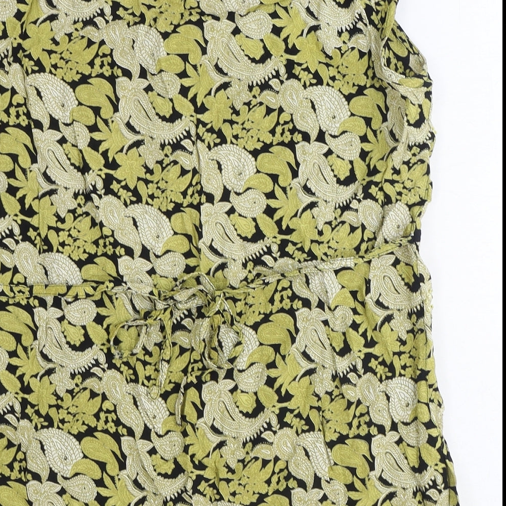 BM Womens Gold Geometric Viscose Basic T-Shirt Size 16 Round Neck