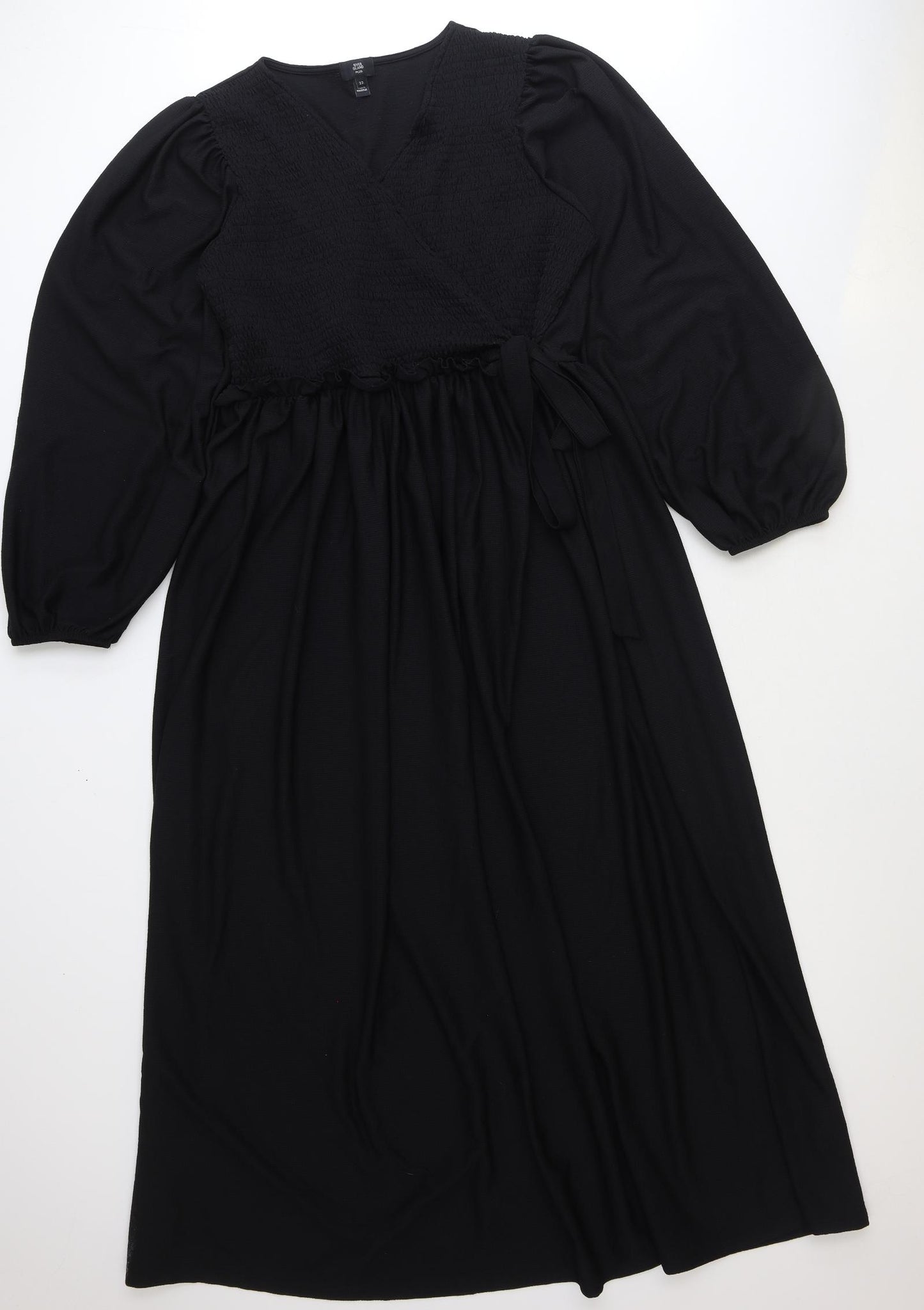 River Island Womens Black Polyester A-Line Size 22 V-Neck Tie