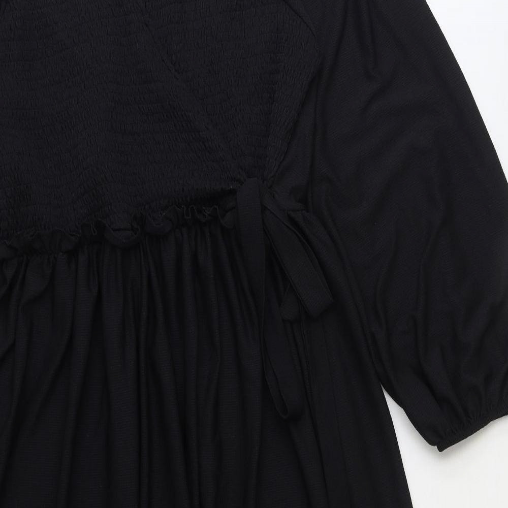 River Island Womens Black Polyester A-Line Size 22 V-Neck Tie