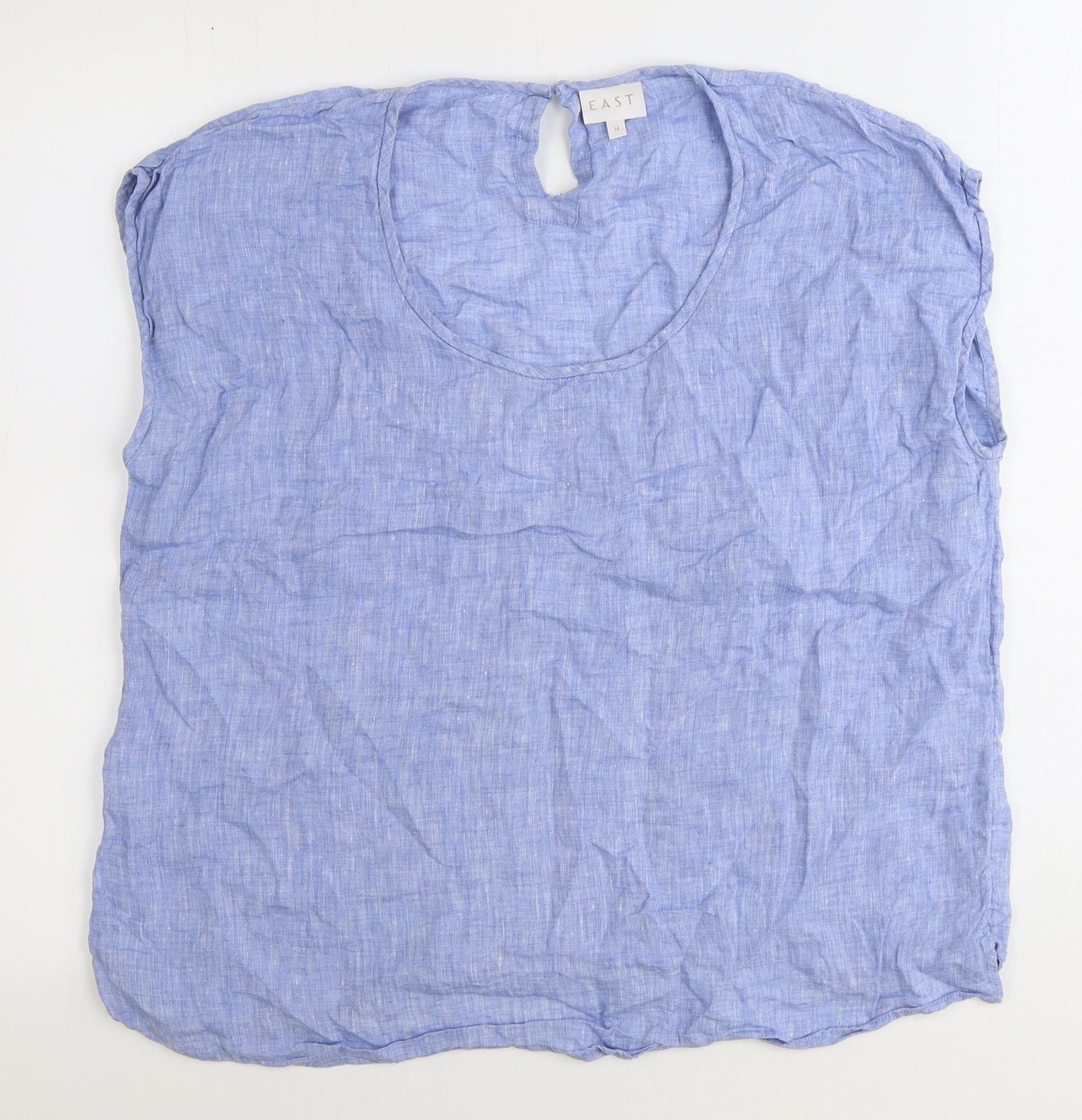 EAST Womens Blue Polyester Basic T-Shirt Size 14 Round Neck