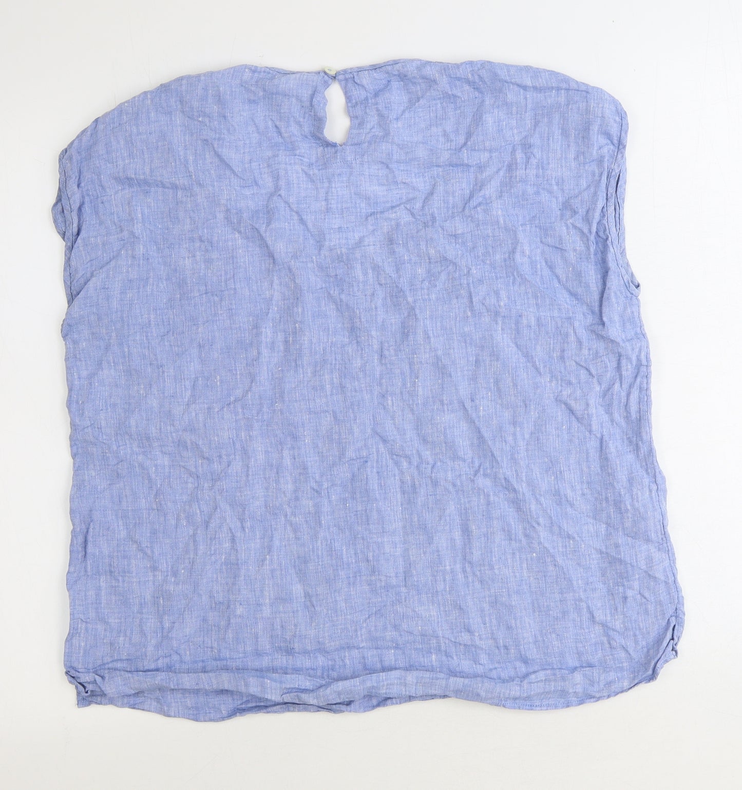 EAST Womens Blue Polyester Basic T-Shirt Size 14 Round Neck