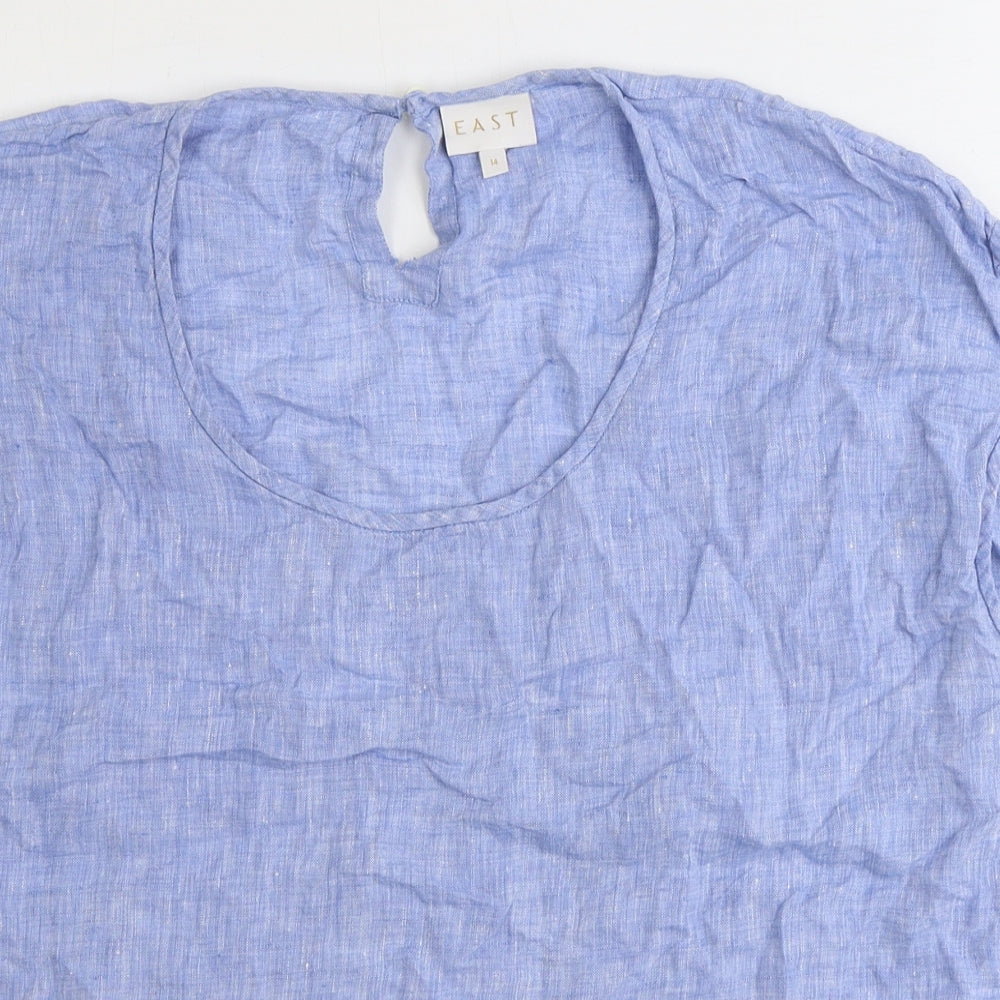 EAST Womens Blue Polyester Basic T-Shirt Size 14 Round Neck