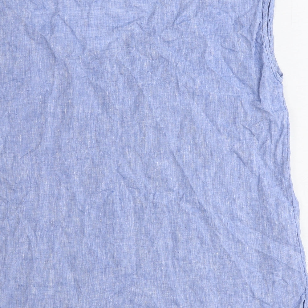 EAST Womens Blue Polyester Basic T-Shirt Size 14 Round Neck