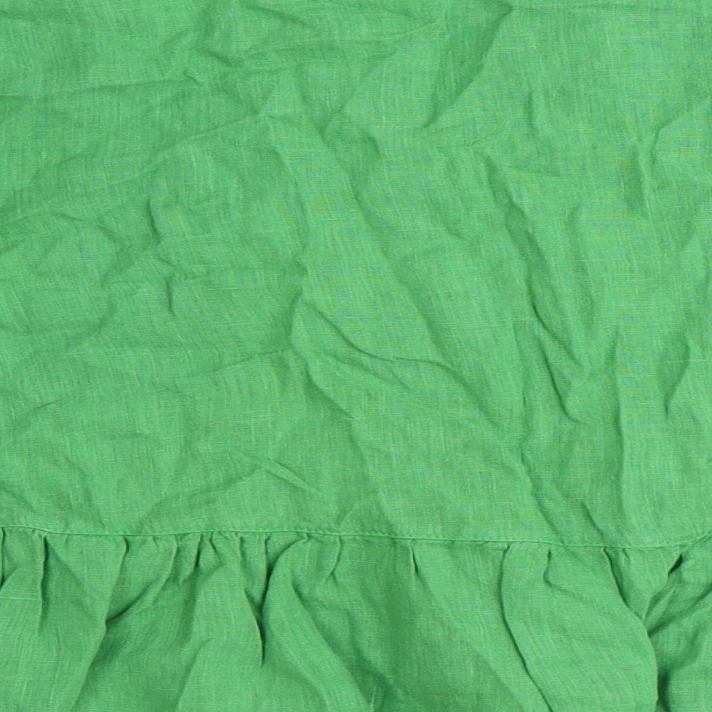 CROSSLEY Womens Green Flax Cropped Blouse Size S Round Neck
