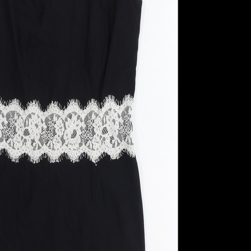 Paper Dolls Womens Black Viscose Pencil Dress Size 10 Off the Shoulder Zip - Lace Detail
