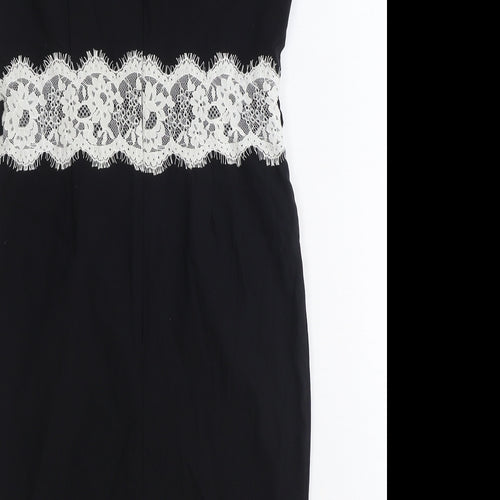 Paper Dolls Womens Black Viscose Pencil Dress Size 10 Off the Shoulder Zip - Lace Detail
