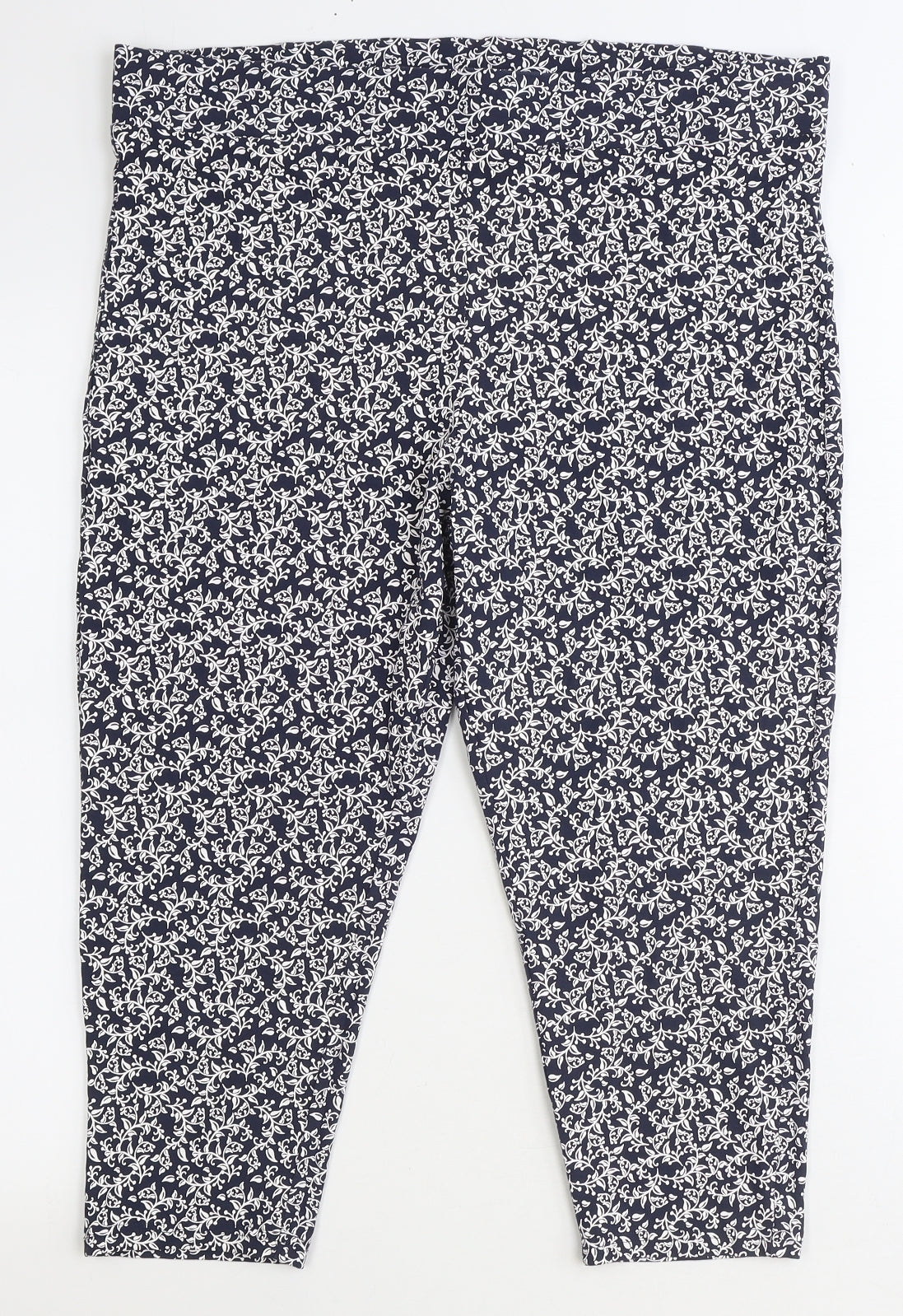 BM Womens Blue Geometric Cotton Cropped Leggings Size 18