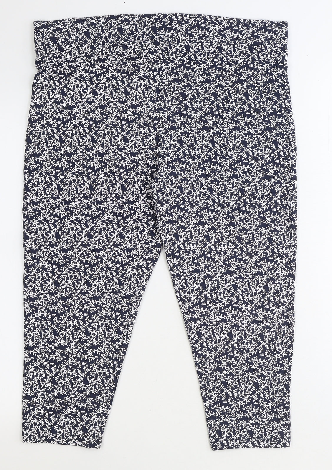 BM Womens Blue Geometric Cotton Cropped Leggings Size 18