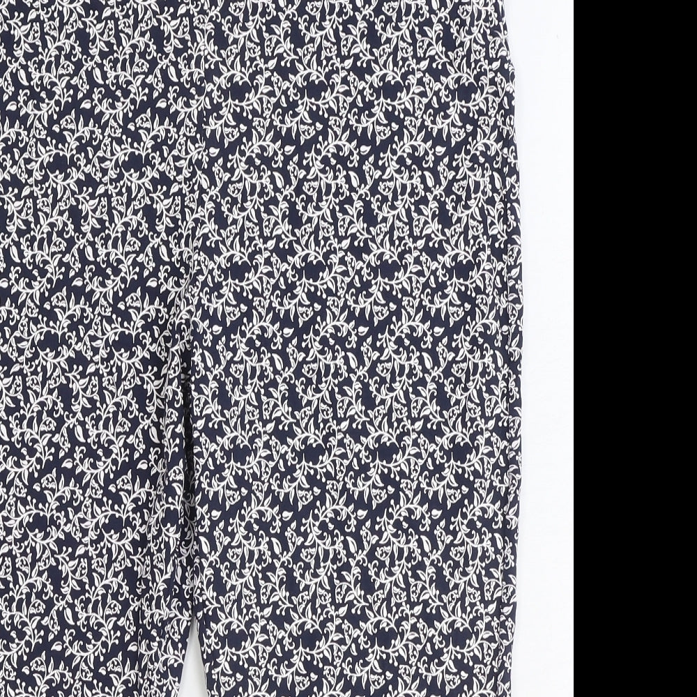 BM Womens Blue Geometric Cotton Cropped Leggings Size 18