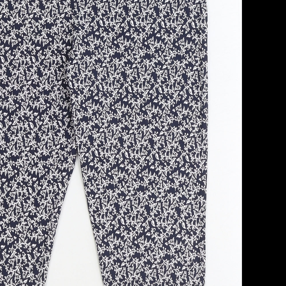 BM Womens Blue Geometric Cotton Cropped Leggings Size 18