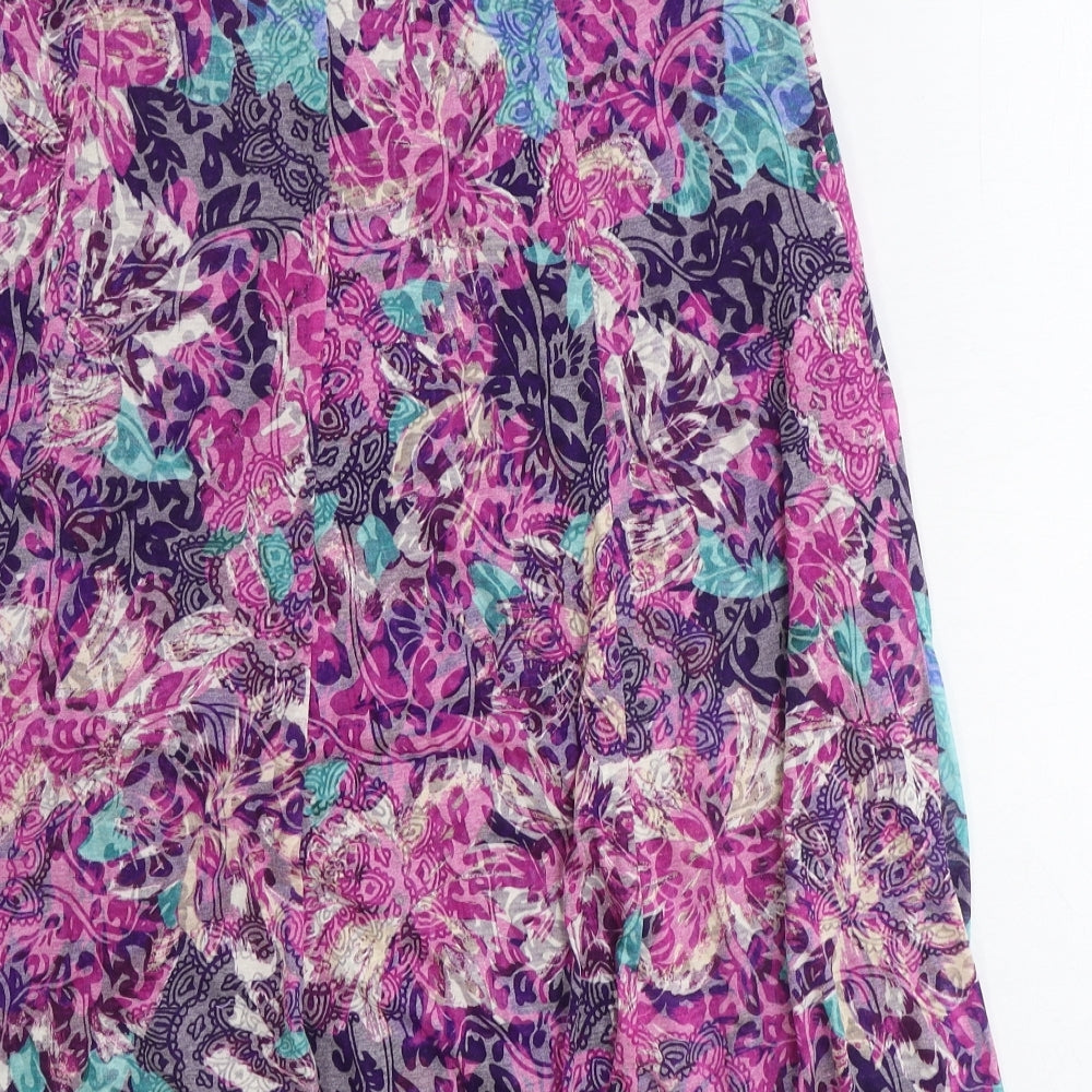 Marks and Spencer Womens Purple Geometric Cotton A-Line Skirt Size 12