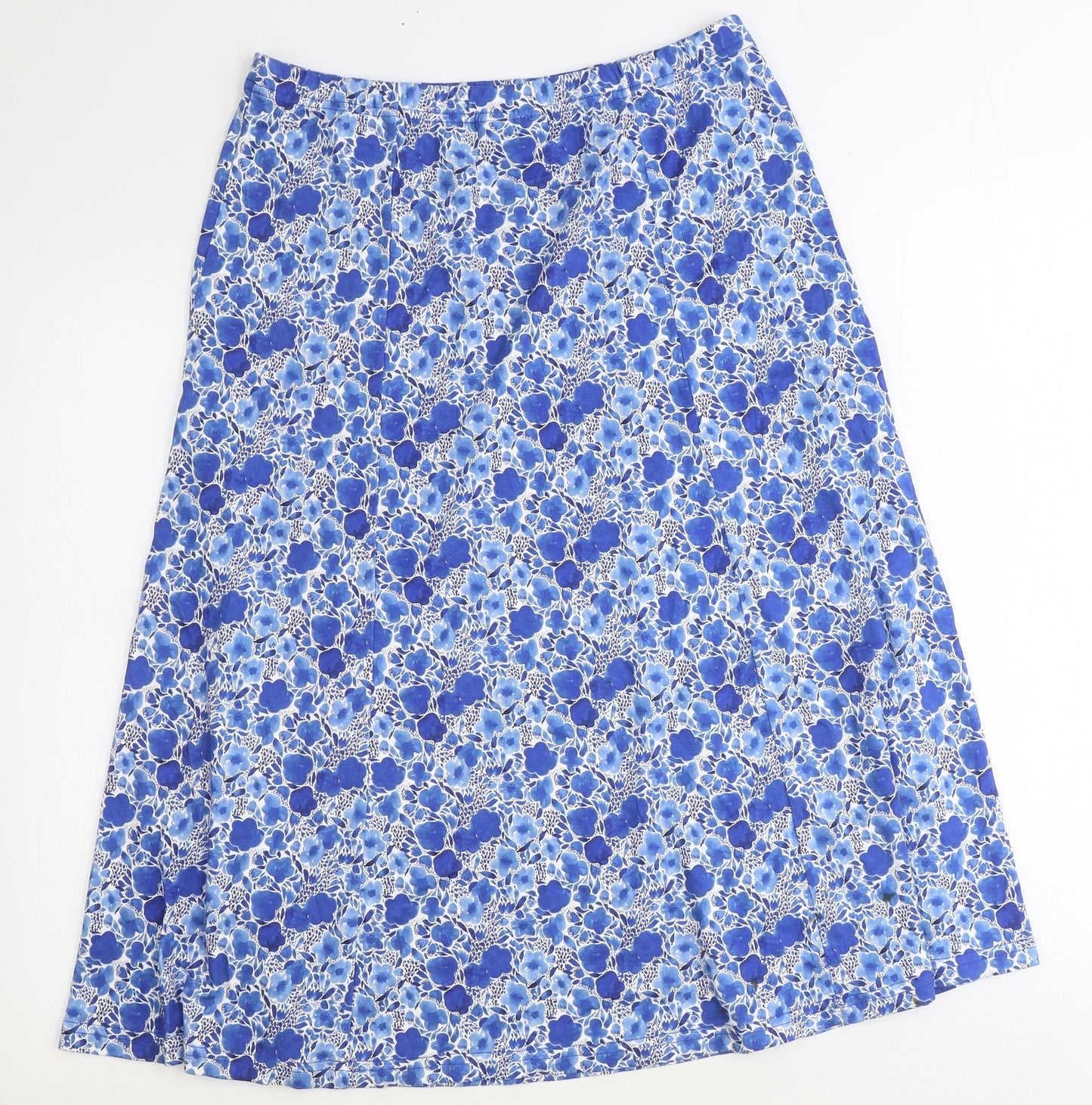 Cotswold Womens Blue Floral Cotton A-Line Skirt Size M