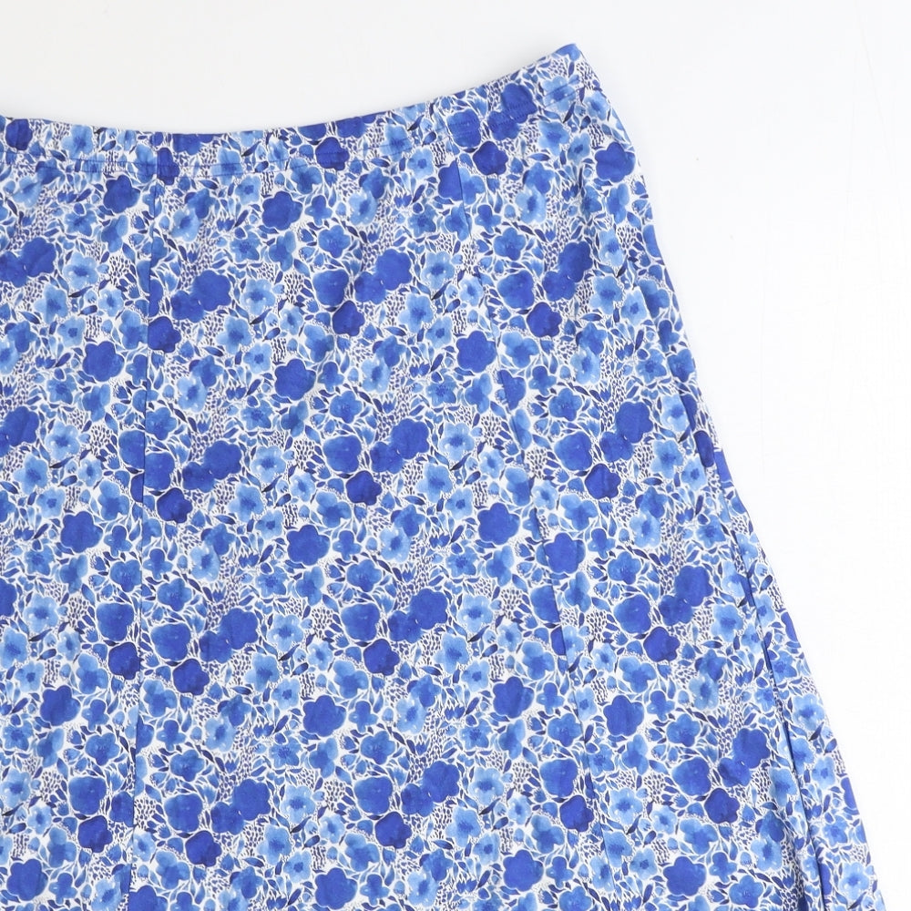 Cotswold Womens Blue Floral Cotton A-Line Skirt Size M
