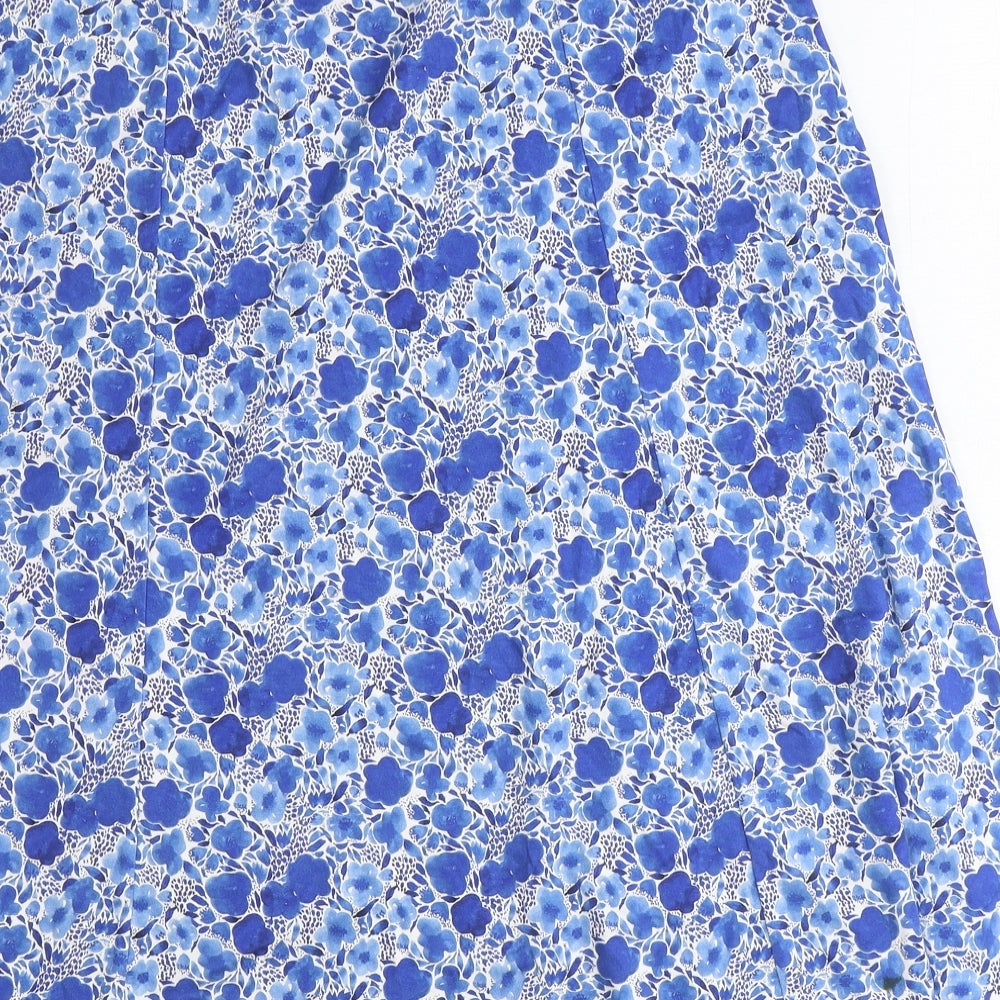 Cotswold Womens Blue Floral Cotton A-Line Skirt Size M