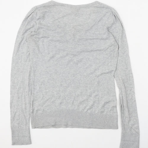 Spirit Womens Grey V-Neck 100% Cotton Pullover Jumper Size M