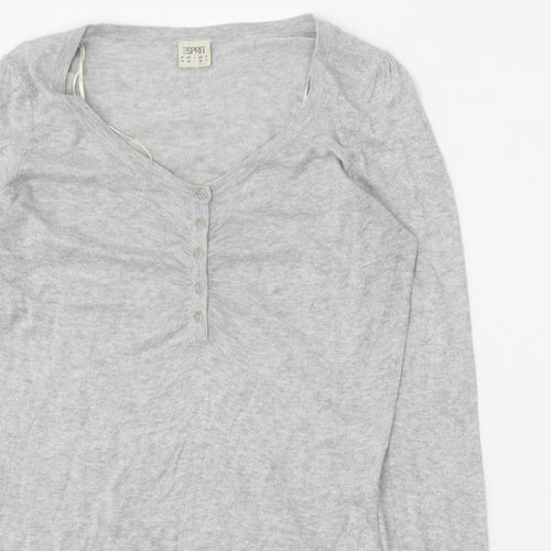 Spirit Womens Grey V-Neck 100% Cotton Pullover Jumper Size M