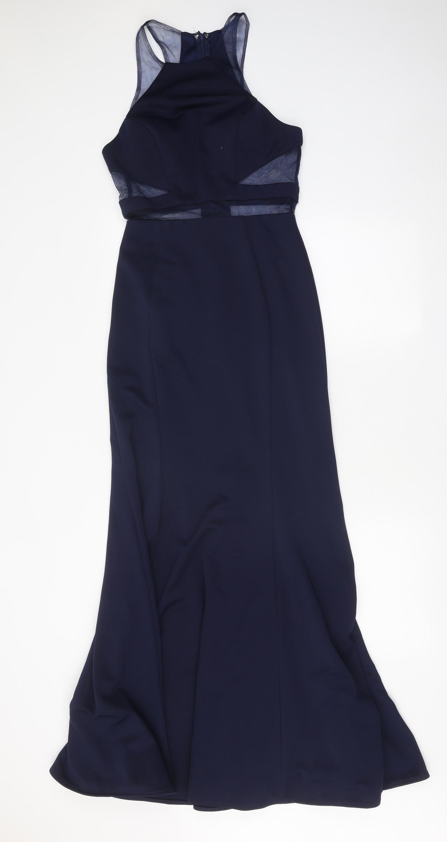 Tiffanys Womens Blue Polyester Ball Gown Size 6 Round Neck Zip