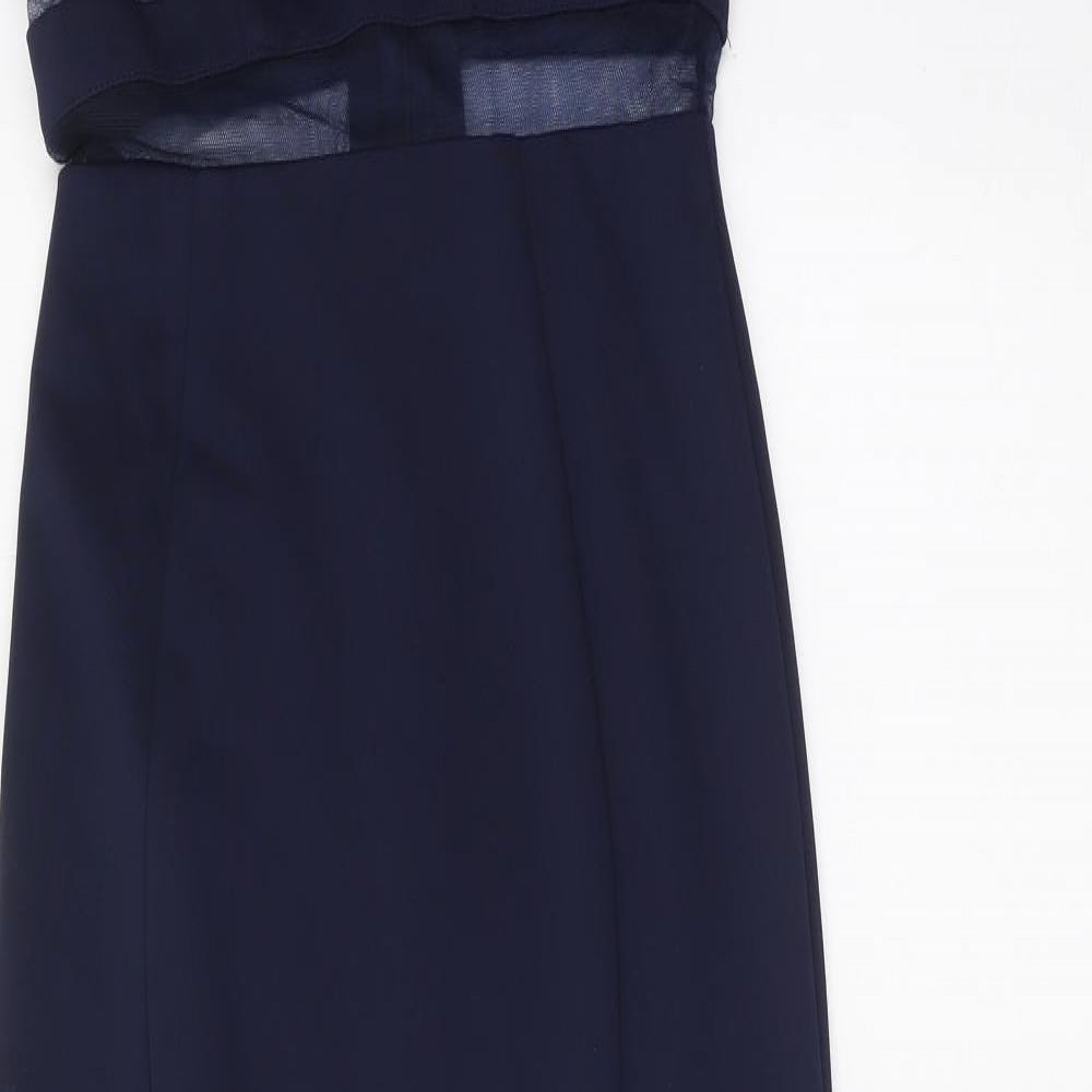 Tiffanys Womens Blue Polyester Ball Gown Size 6 Round Neck Zip