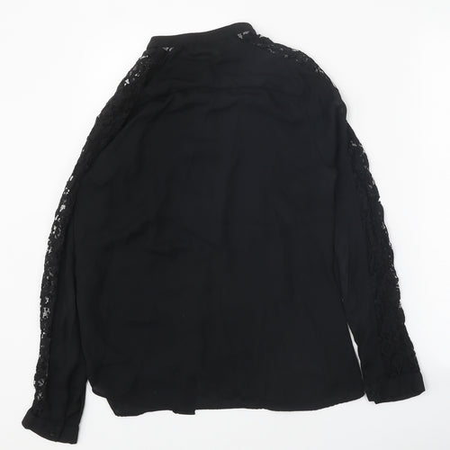 F&F Womens Black Polyester Basic Button-Up Size 8 V-Neck