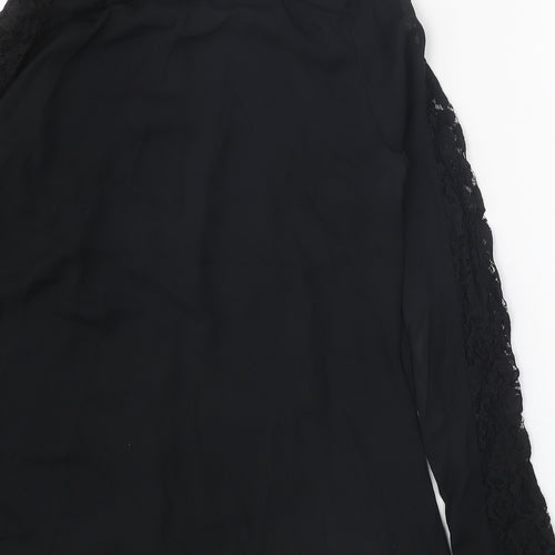 F&F Womens Black Polyester Basic Button-Up Size 8 V-Neck