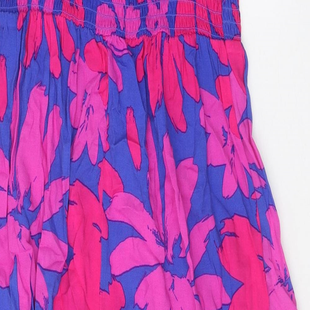 F&F Womens Multicoloured Floral Viscose Slip Dress Size 12 Round Neck Pullover - Shirred Top