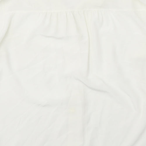 Preworn Womens White Polyester Basic Button-Up Size 14 V-Neck