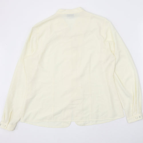 Jumper Womens Yellow Polyester Basic Button-Up Size L V-Neck