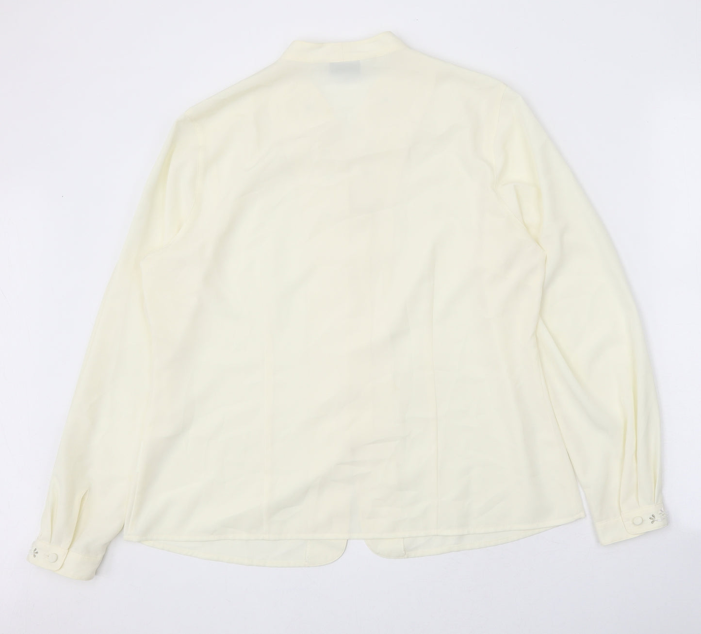 Jumper Womens Yellow Polyester Basic Button-Up Size L V-Neck