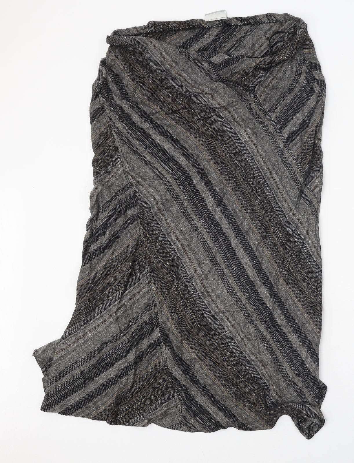 Wallis Womens Grey Striped Linen Flare Skirt Size 18