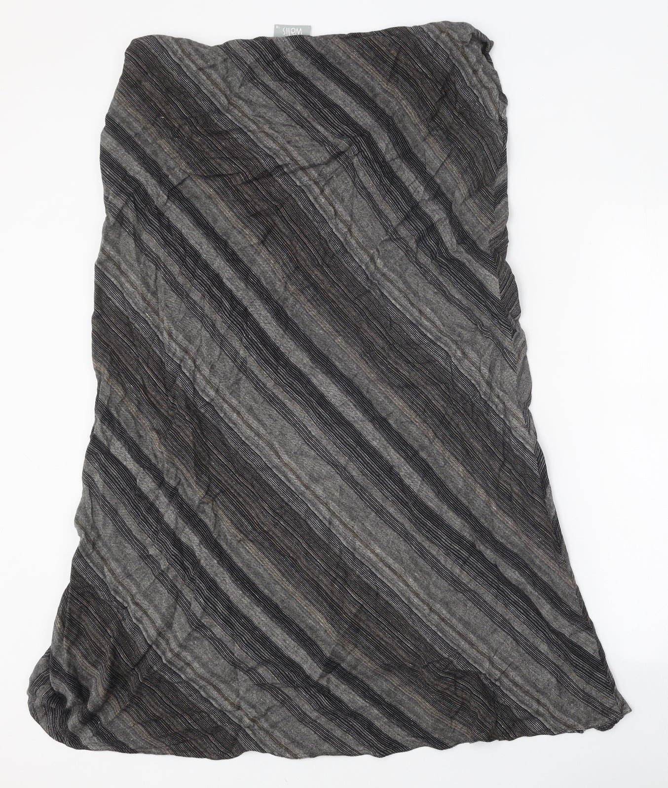 Wallis Womens Grey Striped Linen Flare Skirt Size 18